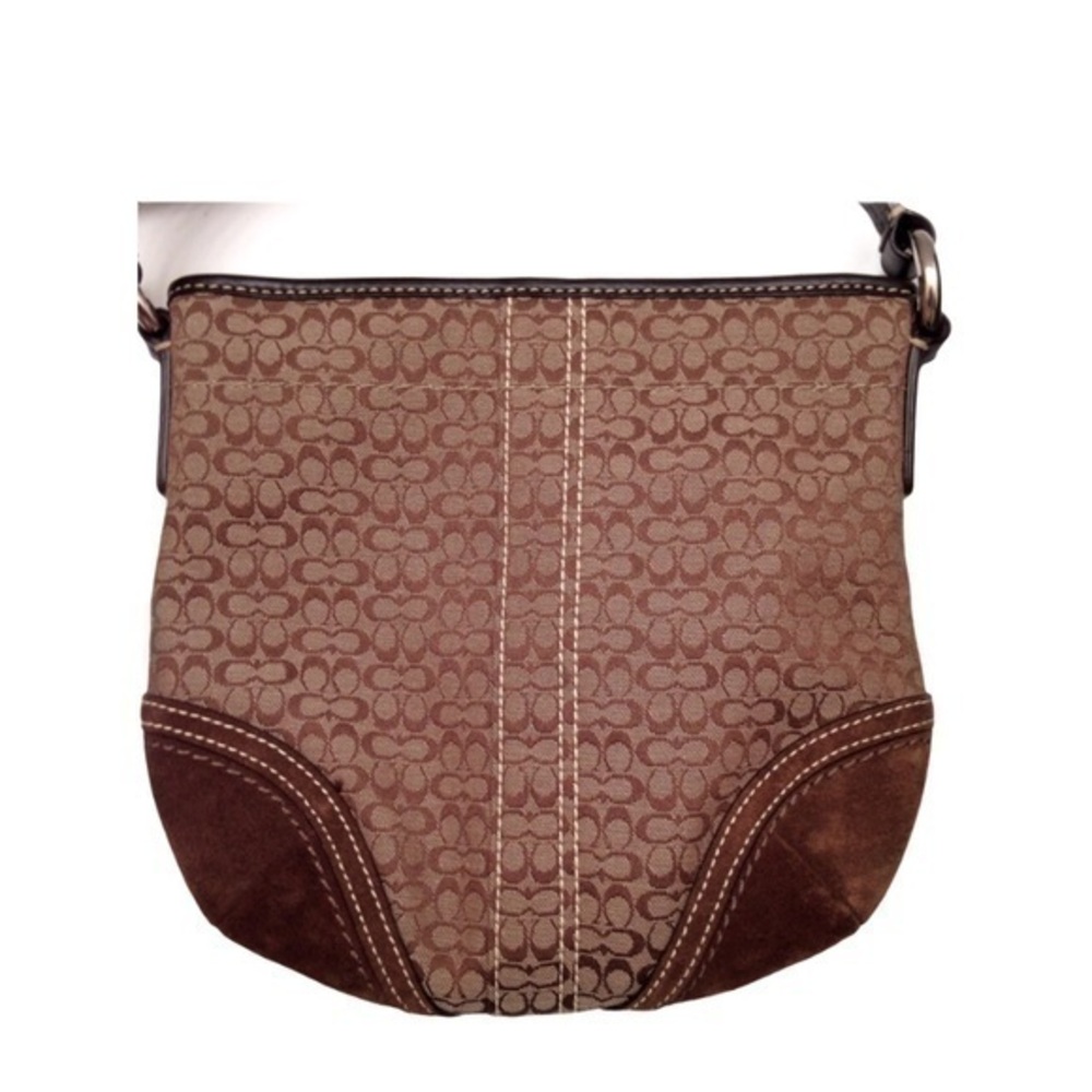 COACH brown vintage y2k mini signature suede canvas crossbody bag